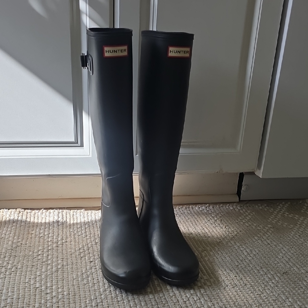 Hunter Tall Black Matte Rain Boots